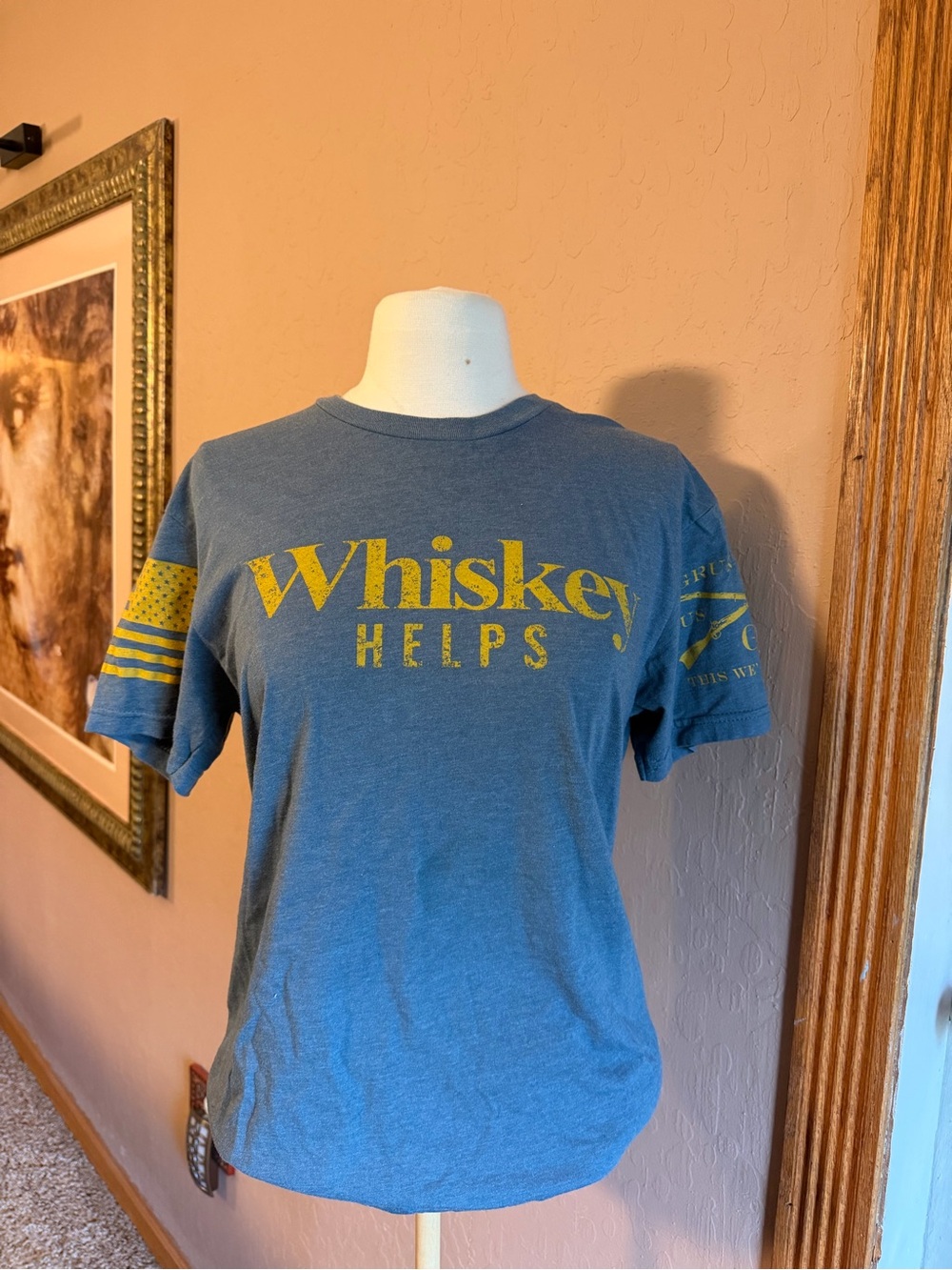 Grunt Style Blue 'Whiskey Helps' Short Sleeve T-Shirt